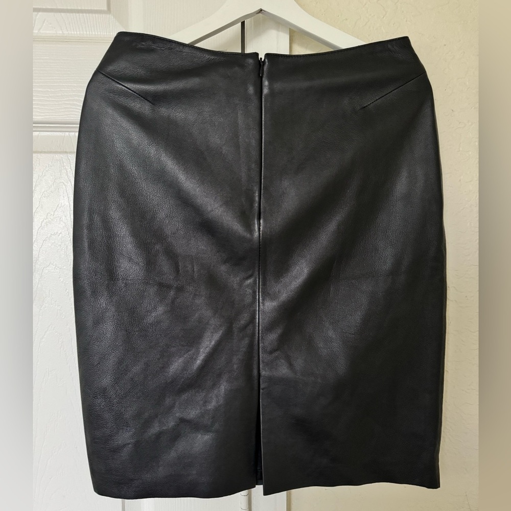 Wilsons Leather Pelle Studio Vintage Black Leather Pencil Skirt 8 - Picture 4 of 12